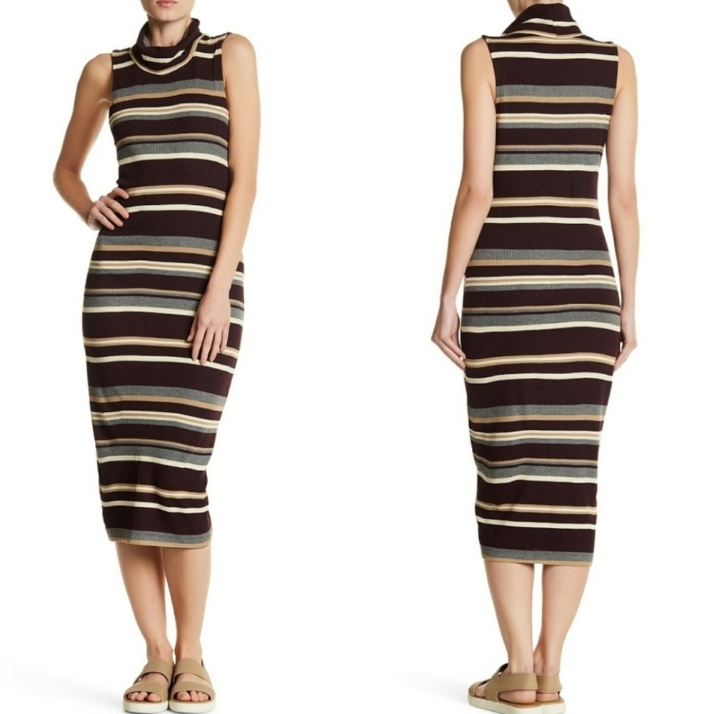 new Michael Stars Striped Multicolor Dress Versatile Wardrobe Midi Minimalist XS
